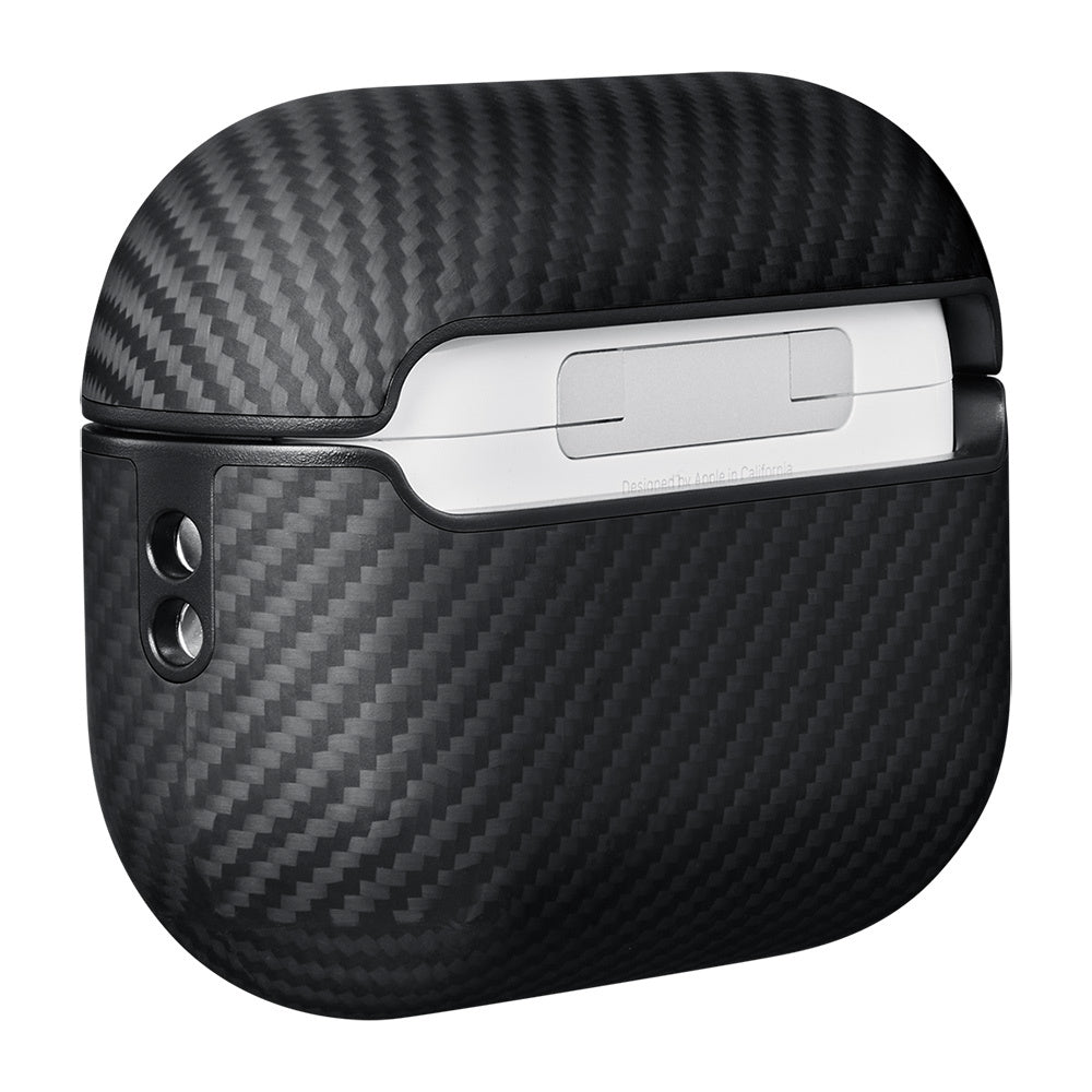 Apple Airpods Pro Kılıf M-safe Şarj Özellikli 600D Aramid Fiber Pitaka Classic Serisi Black-Grey Twill Kılıf Siyah-Gri