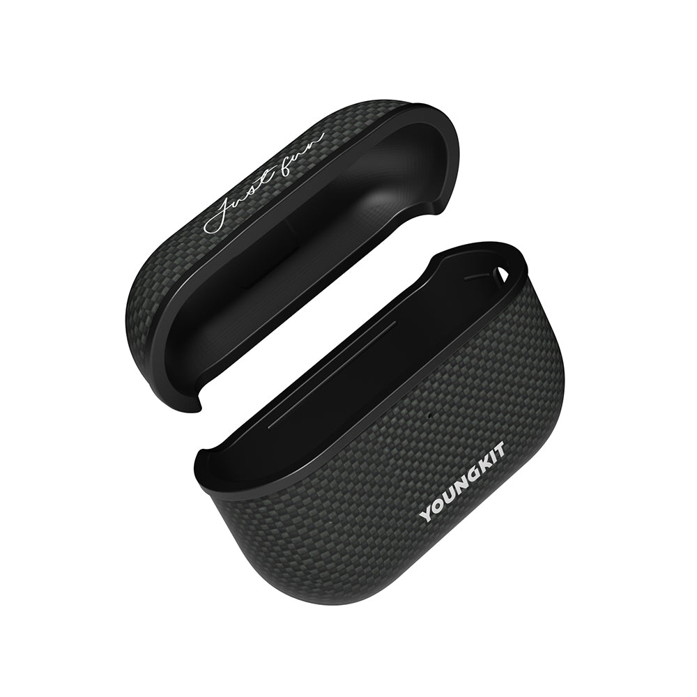 Apple Airpods Pro Kılıf M-safe Şarj Özellikli Aramid Fiber Youngkit 1500D Kevlar Extreme Wing Serisi Kapak Siyah