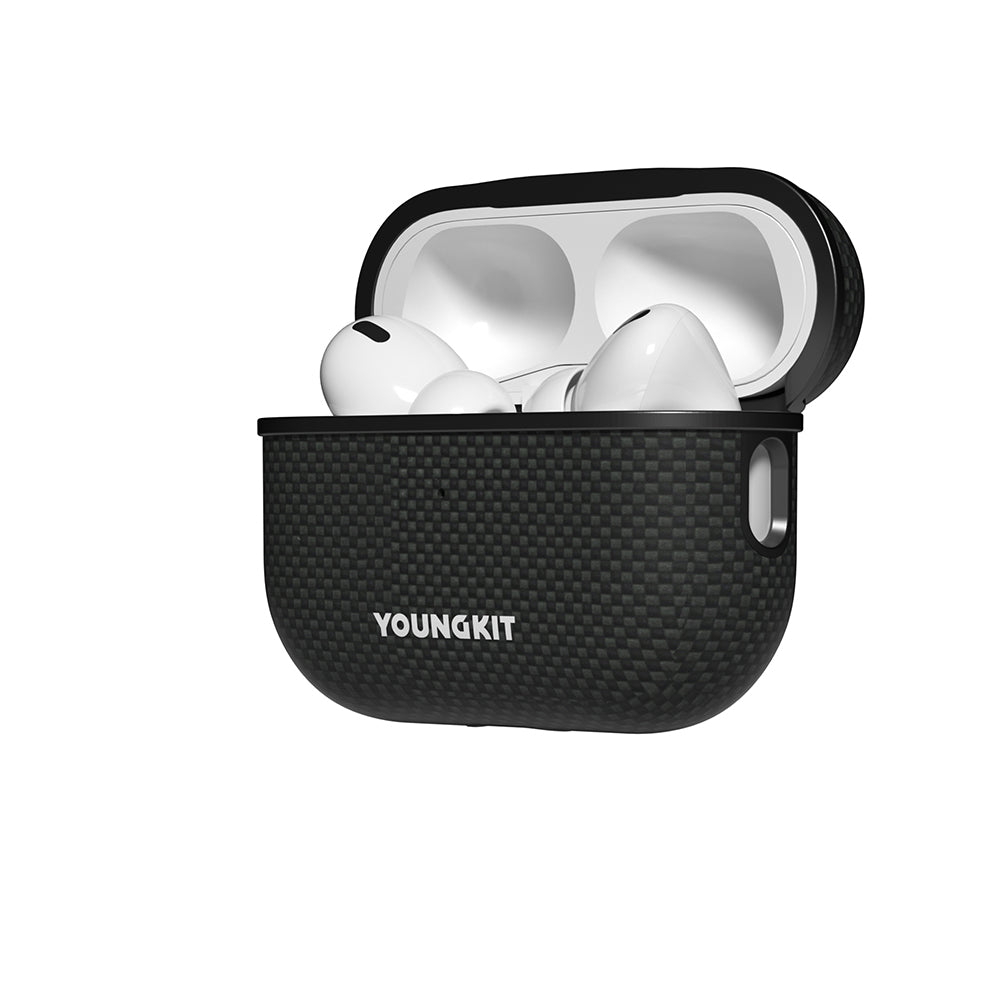 Apple Airpods Pro Case M-Safe Charging Feature Aramid Fiber Youngkit 1500D Kevlar Extreme Wing Series Cover Black