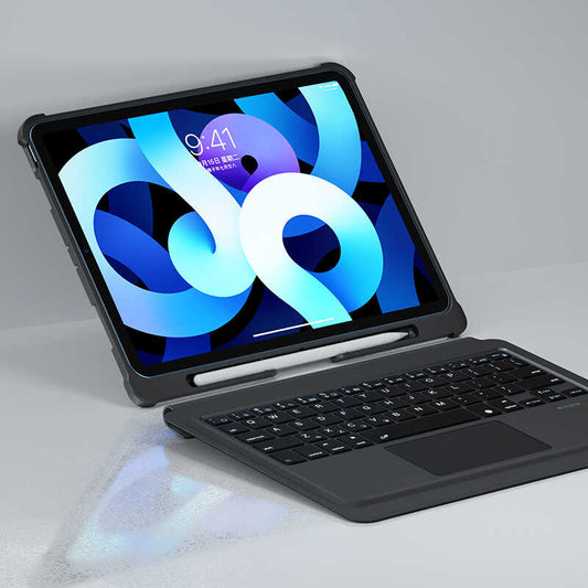 Apple iPad 10.2 2021 (9.Nesil) Benks Multifunctional Kablosuz Klavyeli Kılıf Siyah