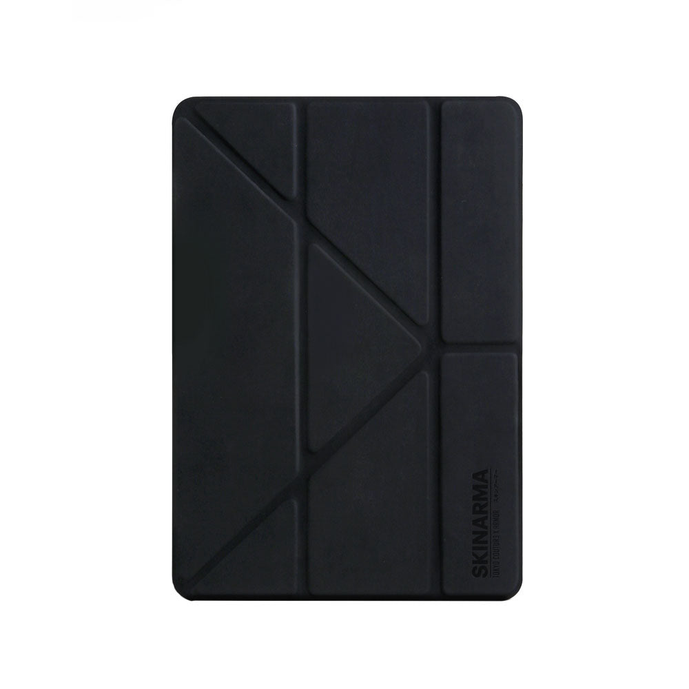 Apple iPad 10.2 2021 (9.Nesil) Kılıf SkinArma Sticker Tasarımlı Arkası Şeffaf Standlı Mageru Kılıf Siyah
