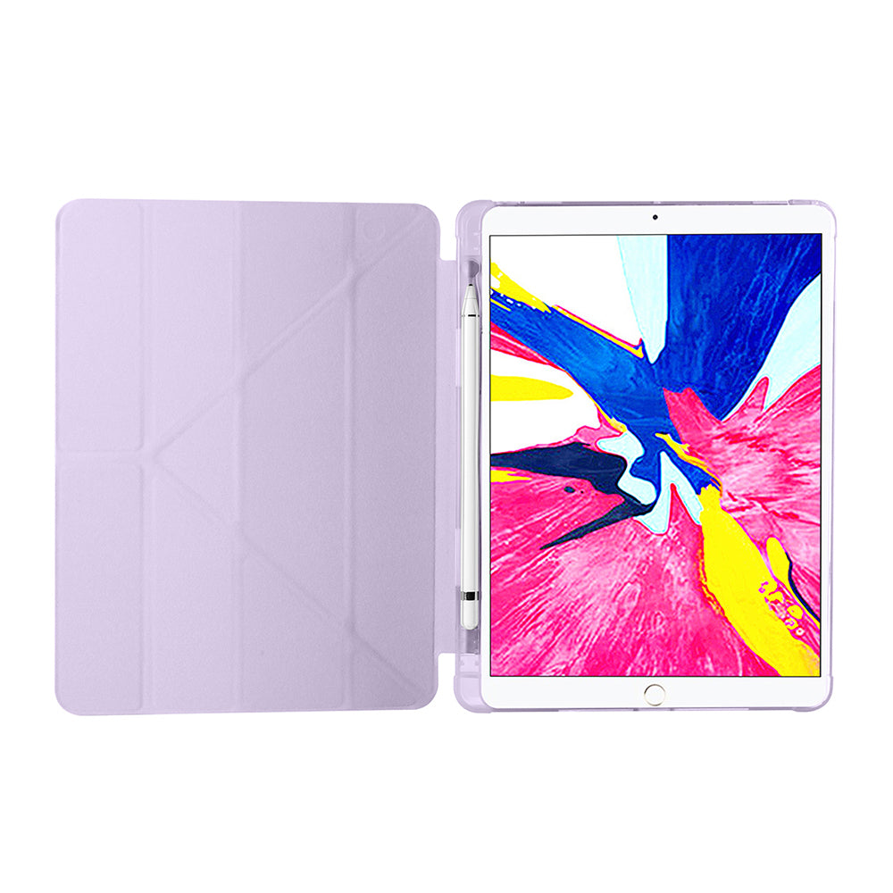 Apple iPad 10.2 2021 (9th Generation) Case Zore Tri Folding Stand Case with Pencil Compartment Gray