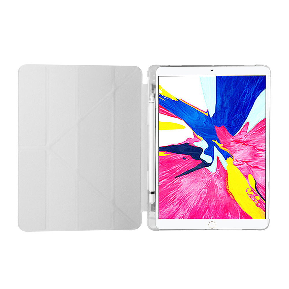 Apple iPad 10.2 2021 (9th Generation) Case Zore Tri Folding Stand Case with Pencil Compartment Gray