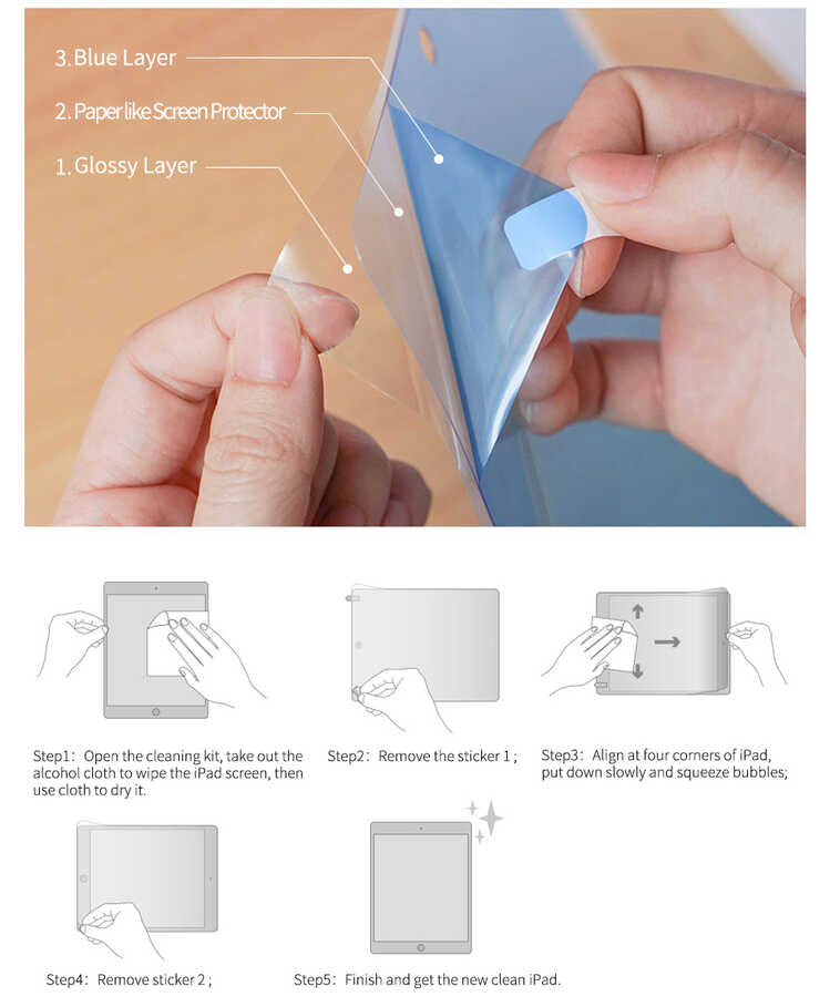 Apple iPad 10.2 2021 (9th Generation) Paper Feel Wiwu iPaper Like Tablet Screen Protector Colorless