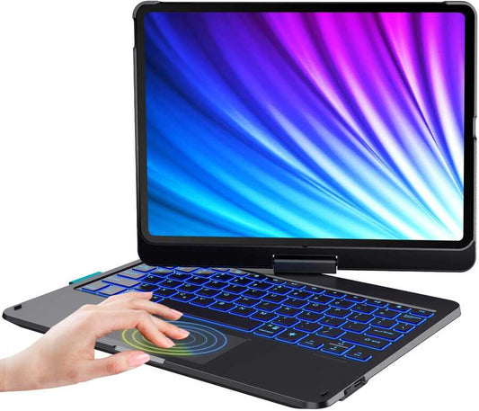 Apple iPad 10.2 2021 (9.Nesil) Wiwu Waltz Rotating Keyboard Kablosuz Dönebilen Klavye Siyah