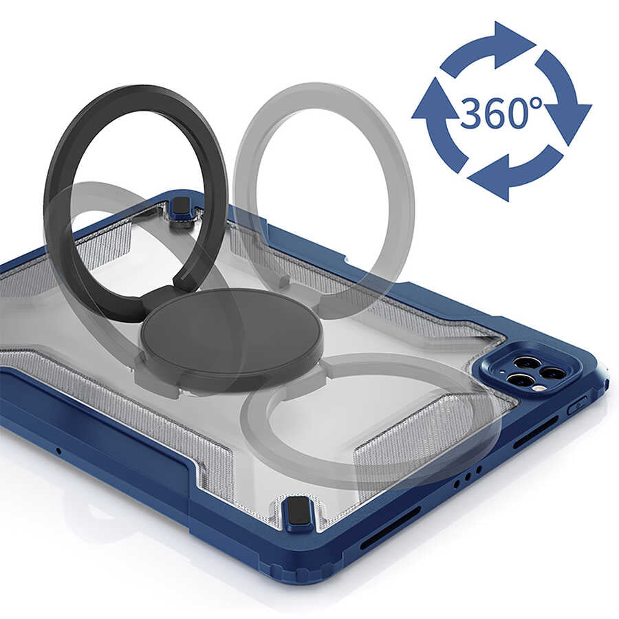 Apple iPad 10.2 (8th Generation) Wiwu Mecha Rotating Stand Tablet Case Blue