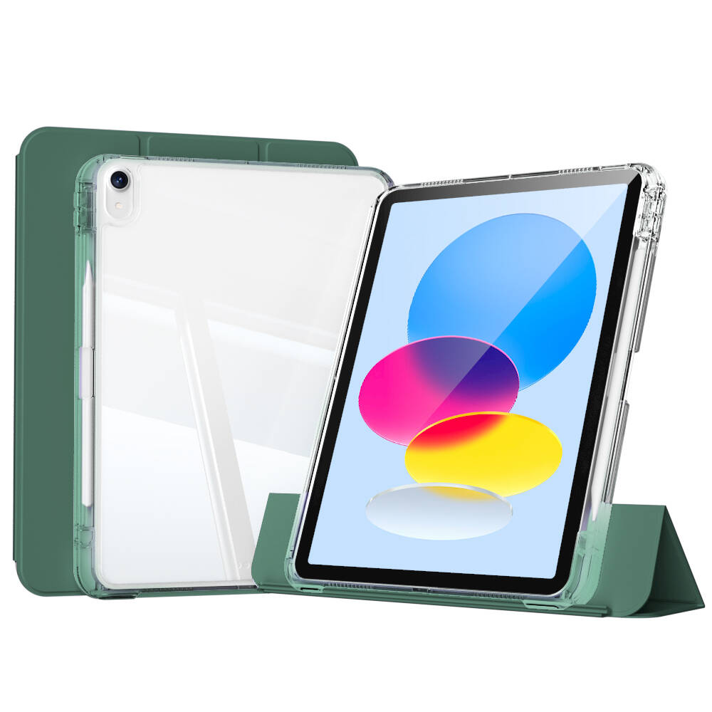 Apple iPad 10.9 2022 (10th Generation) Case Magnetic Detachable Airbag Zore Sliding Tablet Case Dark Green