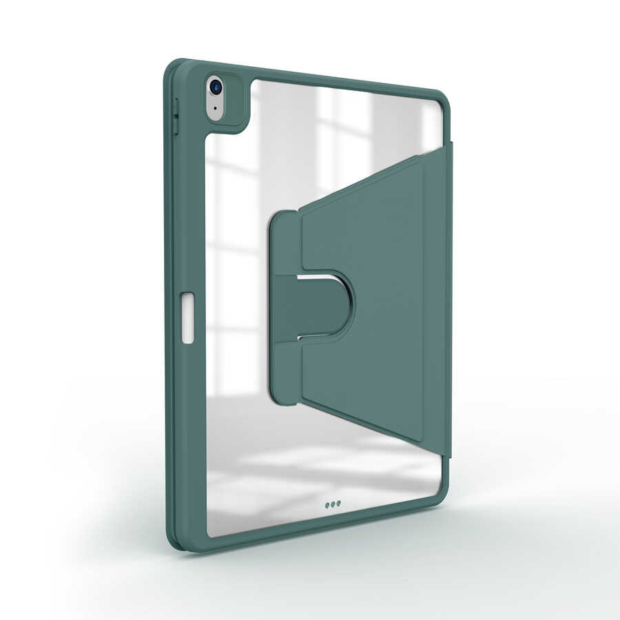 Apple iPad 11th Generation 2025 Case Zore Nyn Rotating Stand Case Dark Green