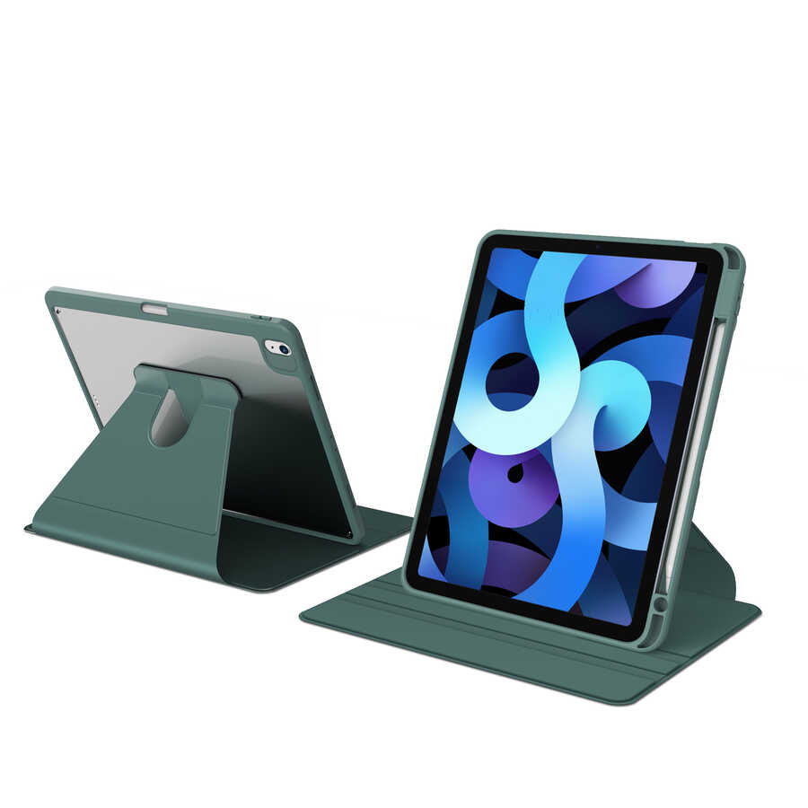 Apple iPad 11th Generation 2025 Case Zore Nyn Rotating Stand Case Dark Green