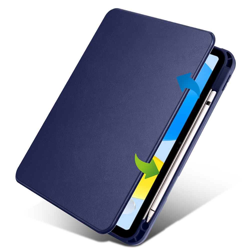Apple iPad 11th Generation 2025 Case Zore Thermal Pen Compartment Rotating Stand Case Blue
