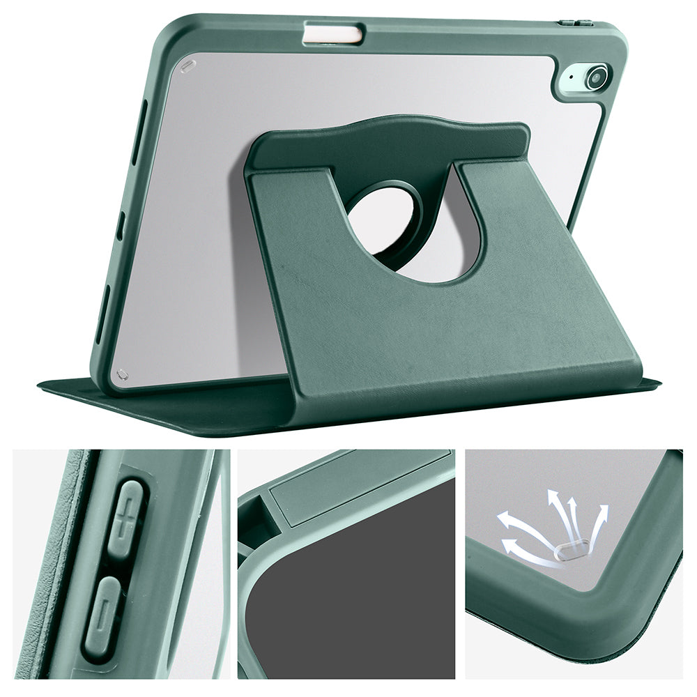 Apple iPad 11th Generation 2025 Case Zore Thermal Pen Compartment Rotating Stand Case Lavendery Gray
