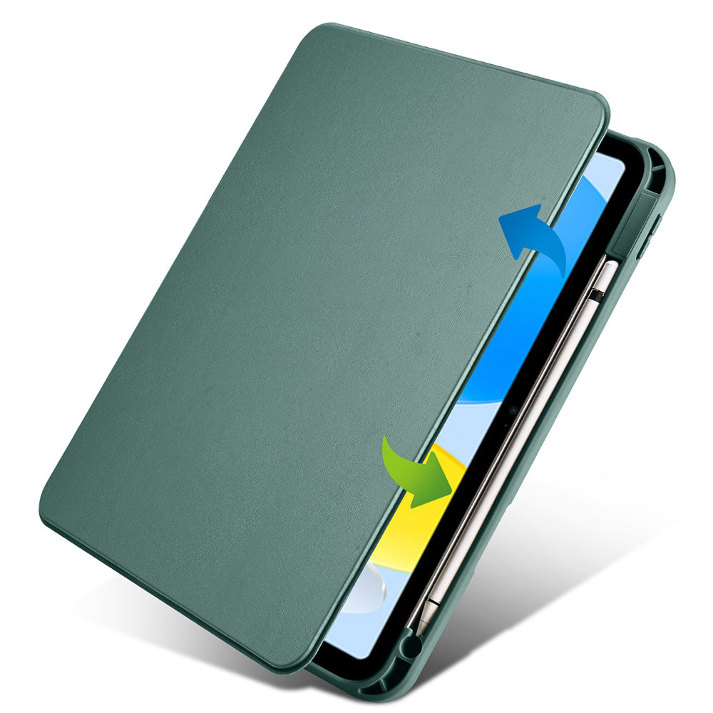 Apple iPad 11th Generation 2025 Case Zore Thermal Pen Compartment Rotating Stand Case Dark Green