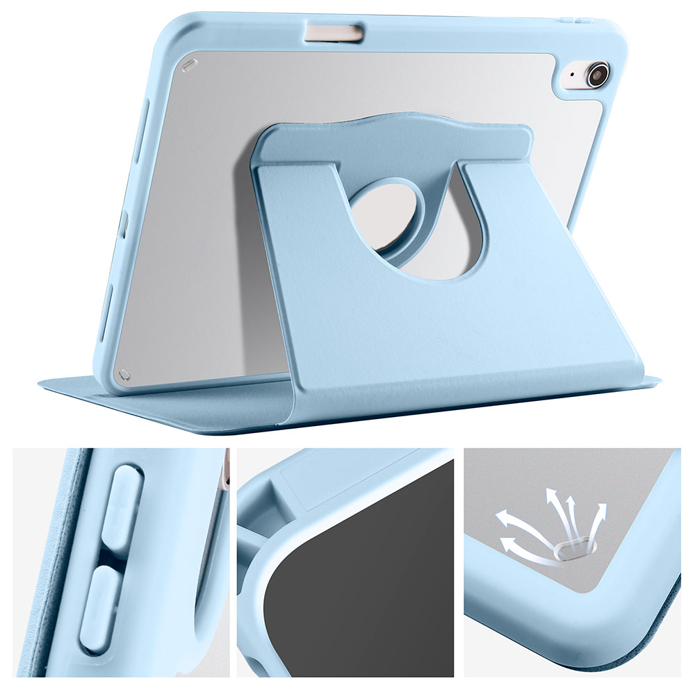 Apple iPad 11.Nesil 2025 Kılıf Zore Termik Kalem Bölmeli Dönebilen Standlı Kılıf Lavendery Gray