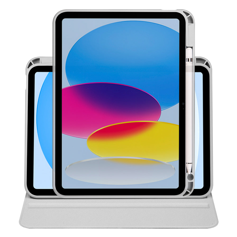 Apple iPad 11th Generation 2025 Case Zore Thermal Pen Compartment Rotating Stand Case Lavendery Gray