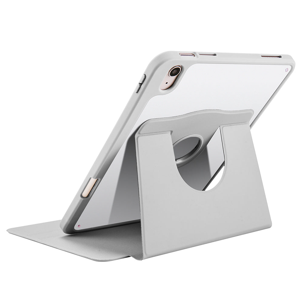 Apple iPad 11th Generation 2025 Case Zore Thermal Pen Compartment Rotating Stand Case Lavendery Gray