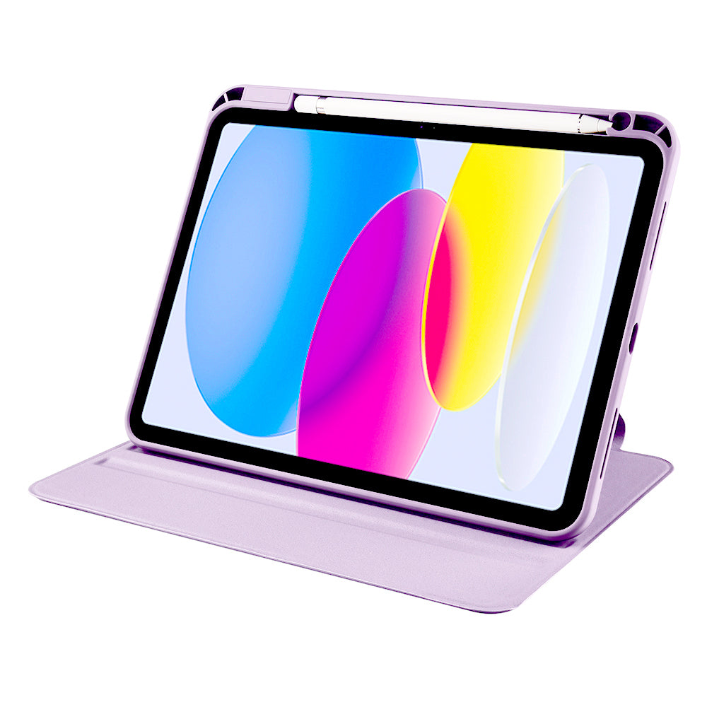 Apple iPad 11th Generation 2025 Case Zore Thermal Pen Compartment Rotating Stand Case Lilac