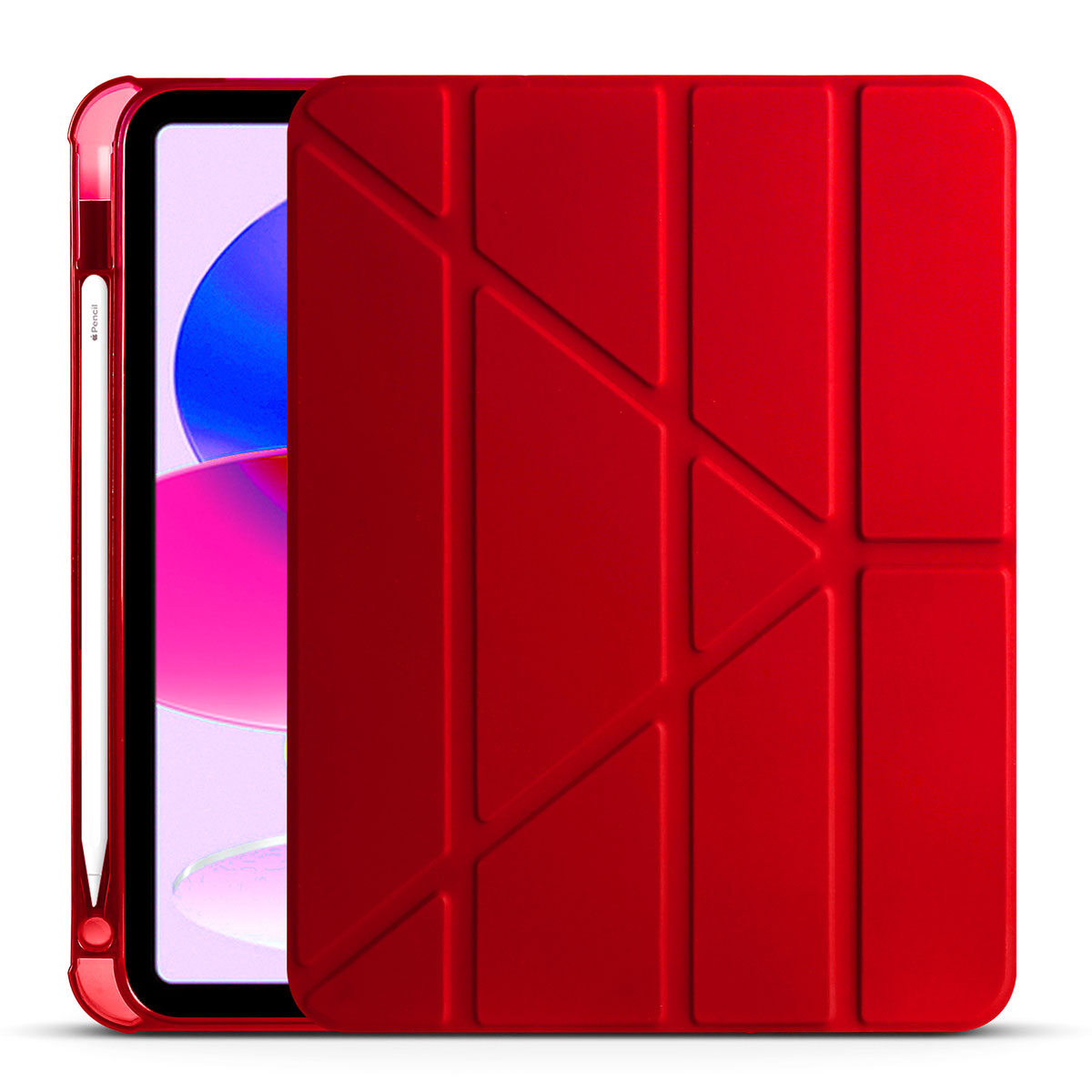 Apple iPad 11th Generation 2025 Case Zore Tri Folding Stand Case with Pencil Compartment Red
