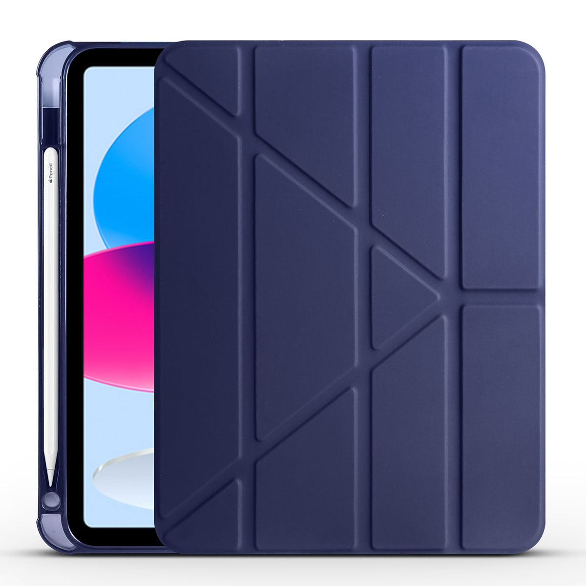 Apple iPad 11th Generation 2025 Case Zore Tri Folding Stand Case with Pen Compartment Navy Blue