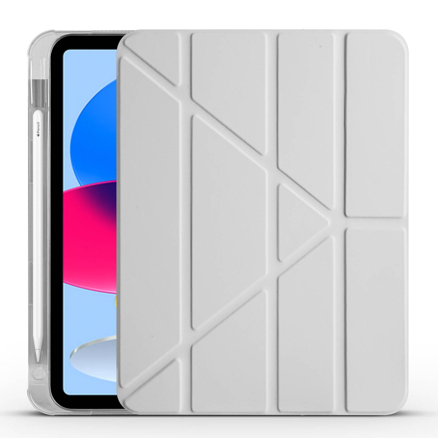 Apple iPad 11.Nesil 2025 Kılıf Zore Tri Folding Kalem Bölmeli Standlı Kılıf Gri