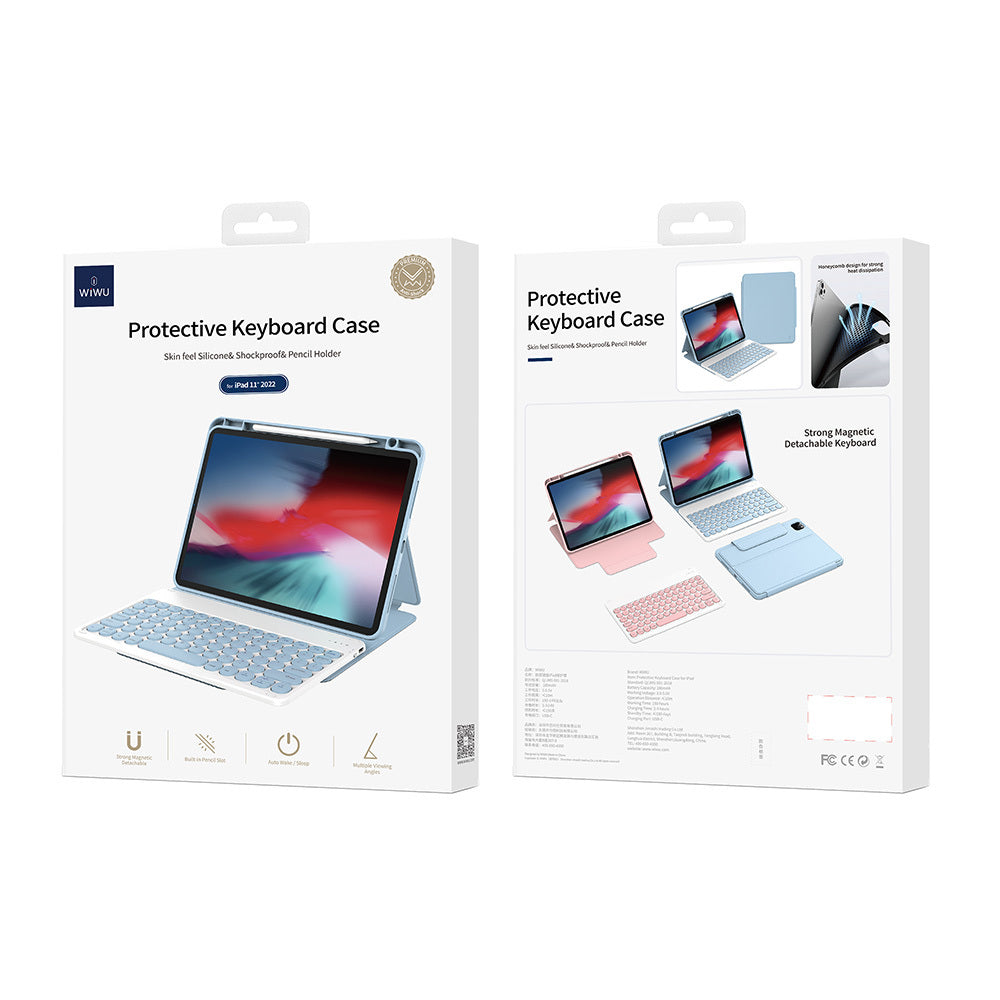 Apple iPad Air 10.9 2020 (4.Nesil) Wiwu Protective Gizli Kalem Bölmeli Klavyeli Kılıf Siyah