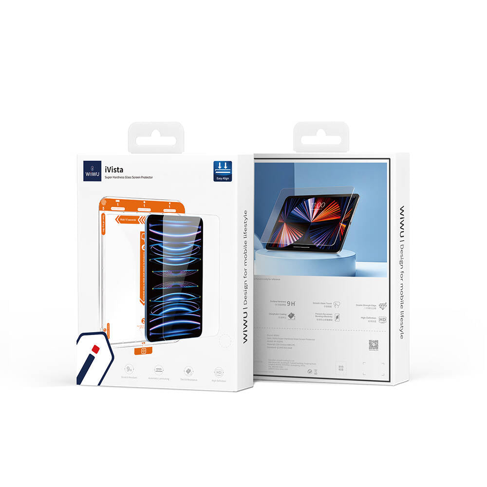 Apple iPad Air 10.9 2020 (4.Nesil) Wiwu Wi-GQ002 iVista 5 Katmanlı Temperli Cam Ekran Koruyucu + Kolay Uygulama Aparatı Renksiz