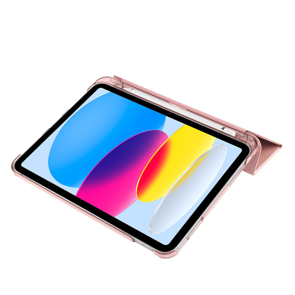 Apple iPad Air 10.9 2022 (10.Nesil) Zore Smart Cover Kalem Bölmeli Standlı 1-1 Kılıf Rose Gold