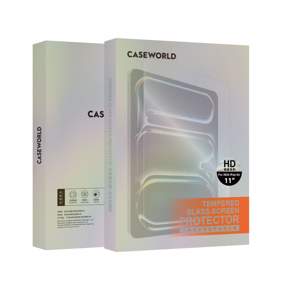 Apple iPad Air 11 2024 CaseWorld Steel Shield Series Tempered Glass Screen Protector + Application Tool Transparent