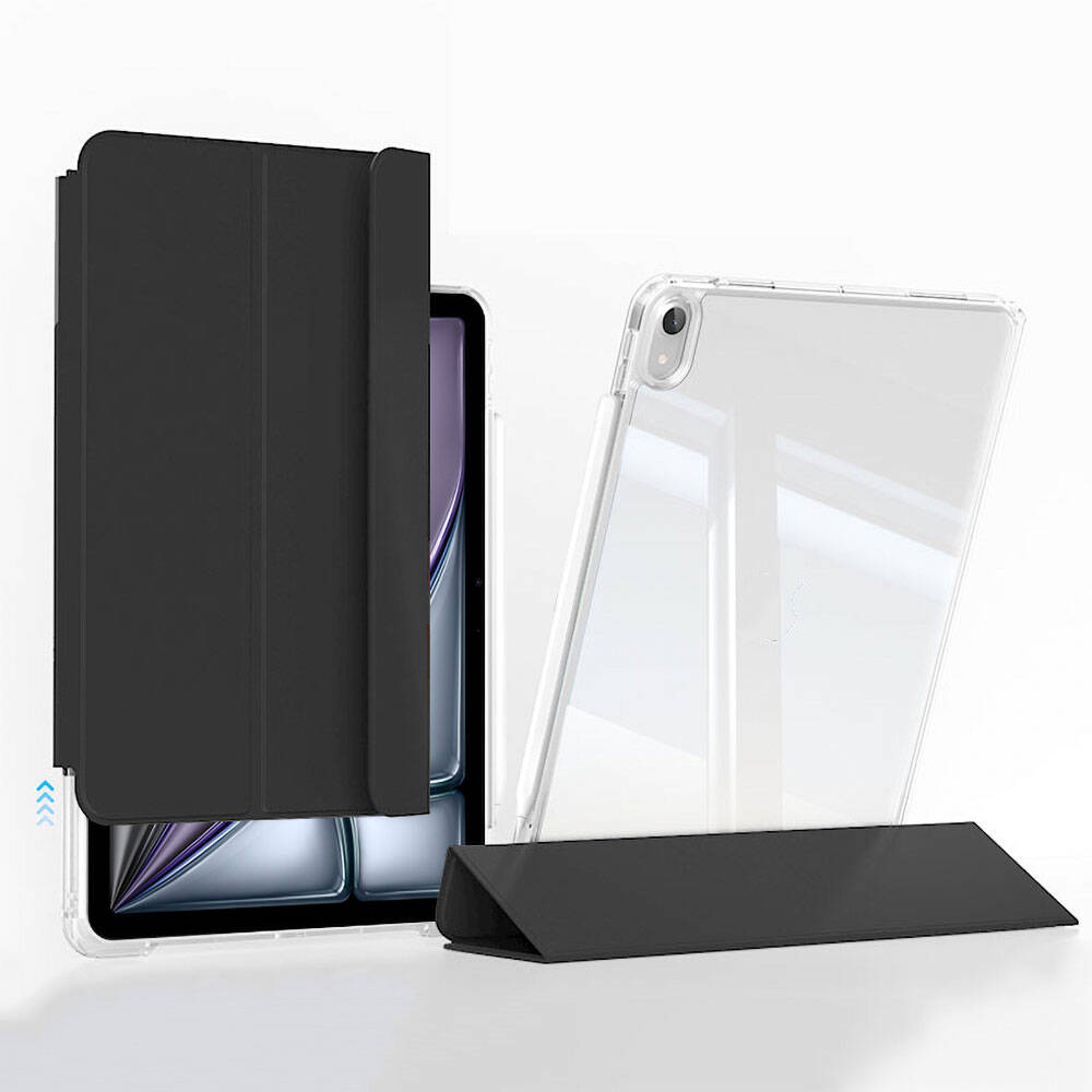 Apple iPad Air 11 2024 Case Magnetic Detachable Airbag Zore Sliding Tablet Case Black