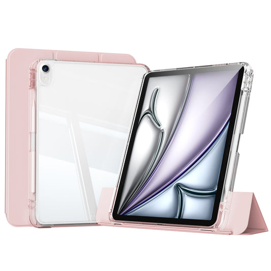 Apple iPad Air 11 2024 Kılıf Magnetik Ayrılabilen Airbagli Zore Sliding Tablet Kılıfı Pembe Açık