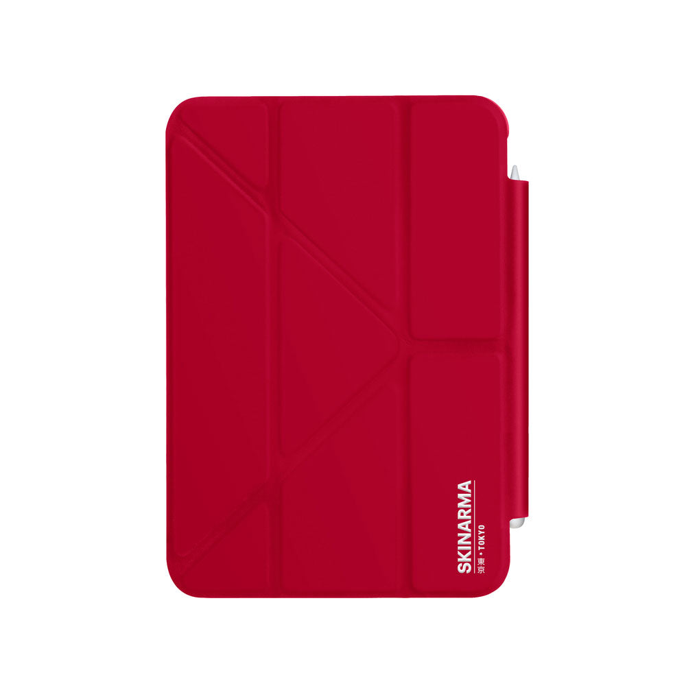 Apple iPad Air 11 2024 Case SkinArma Magnetic Taihi Sora Case with Pencil Holder and Transparent Back Stand Red