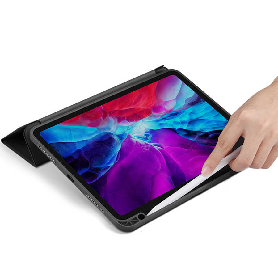 Apple iPad Air 11 2024 Case Zore North Transparent Back Stand Case Navy Blue