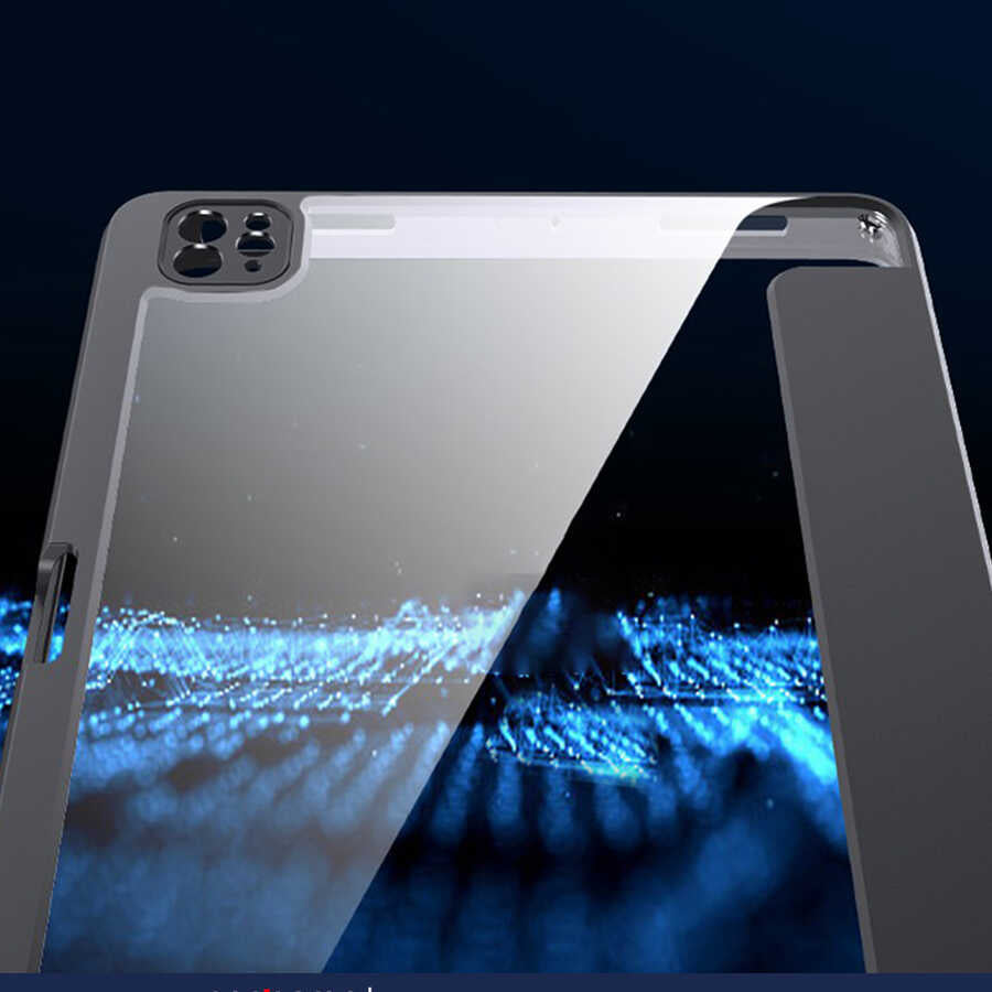 Apple iPad Air 11 2024 Case Zore North Transparent Back Stand Case Navy Blue