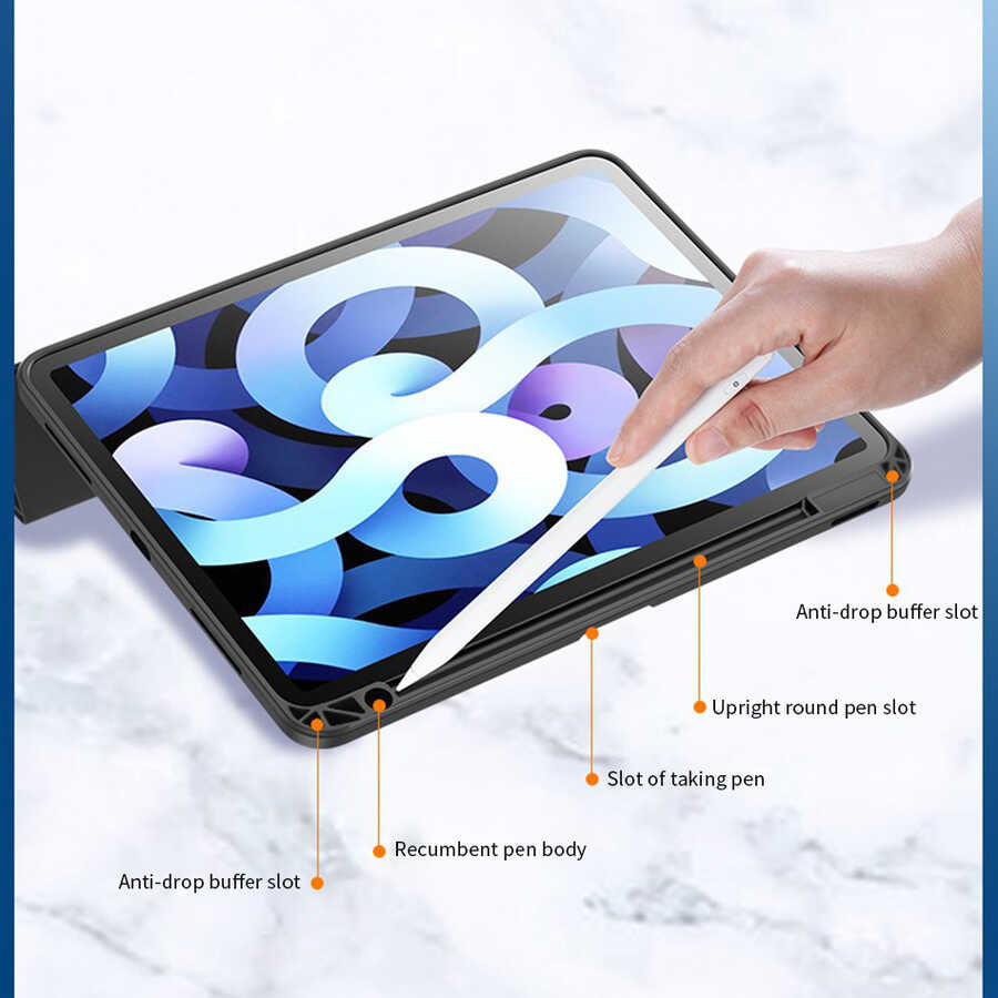 Apple iPad Air 11 2024 Case Zore North Transparent Back Stand Case Navy Blue