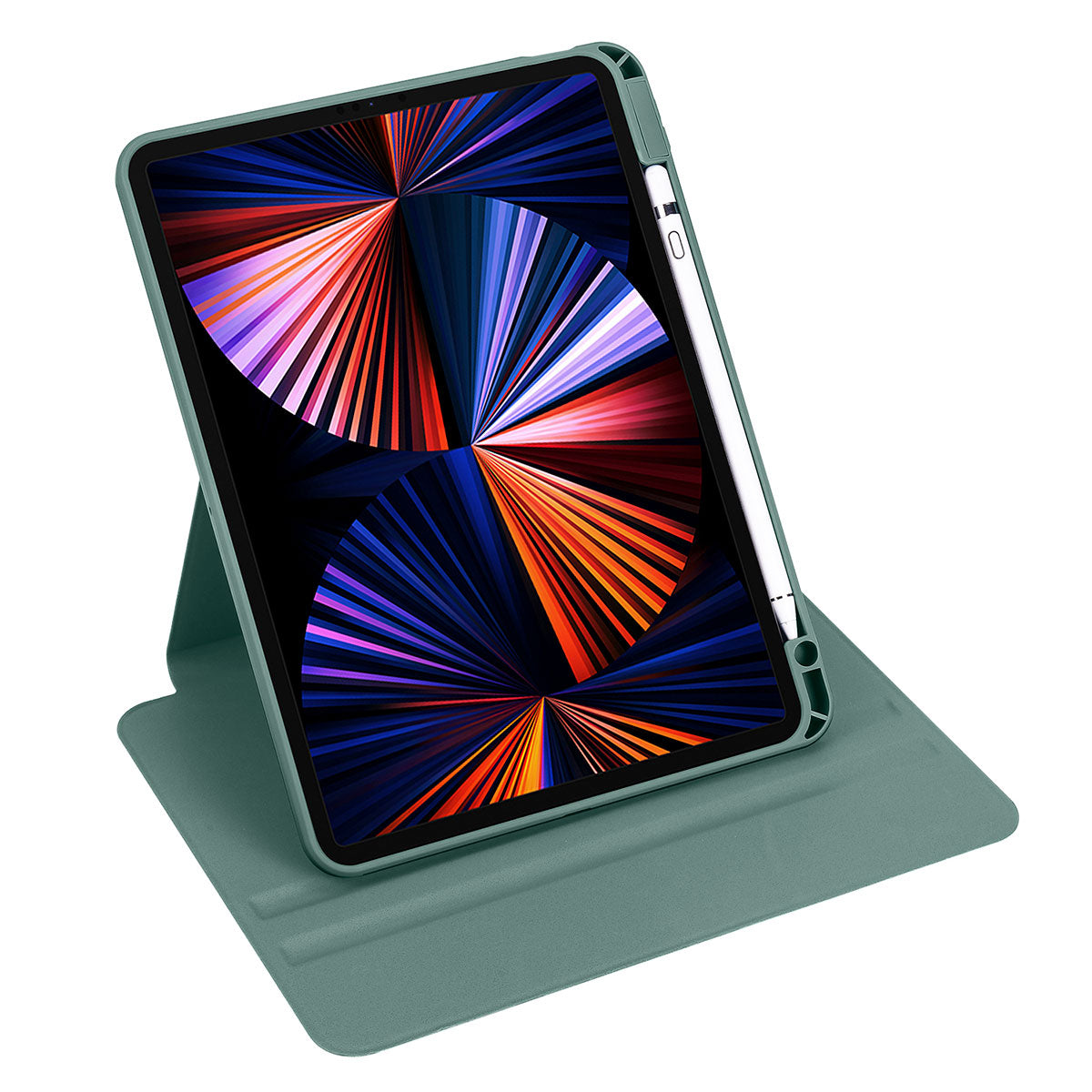 Apple iPad Air 11 2024 Case Zore Thermal Pen Compartment Rotating Stand Case Dark Green