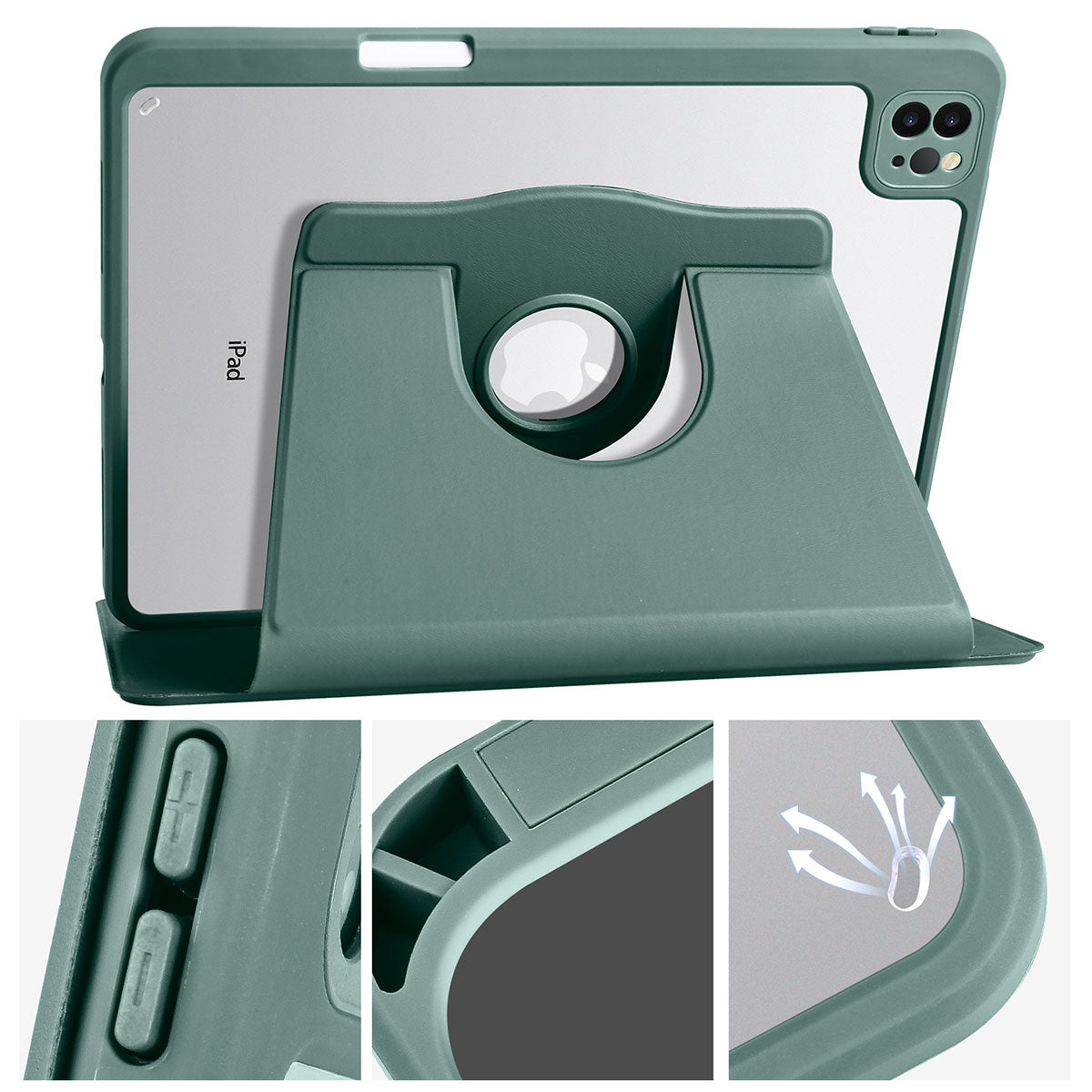 Apple iPad Air 11 2024 Case Zore Thermal Pen Compartment Rotating Stand Case Navy Blue