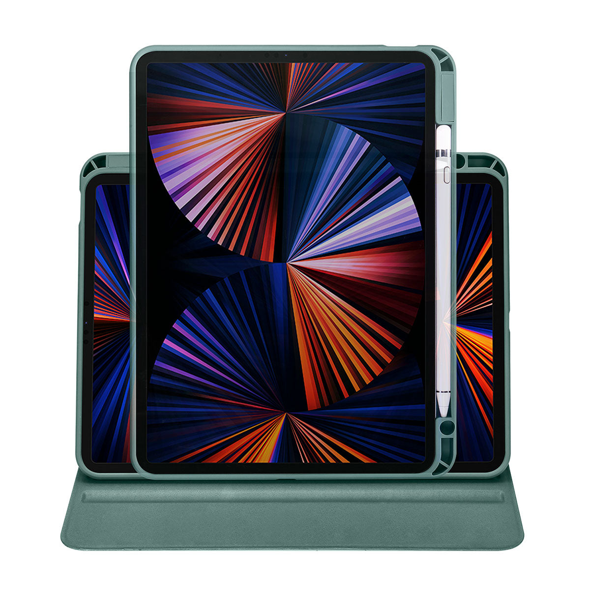 Apple iPad Air 11 2024 Case Zore Thermal Pen Compartment Rotating Stand Case Dark Green