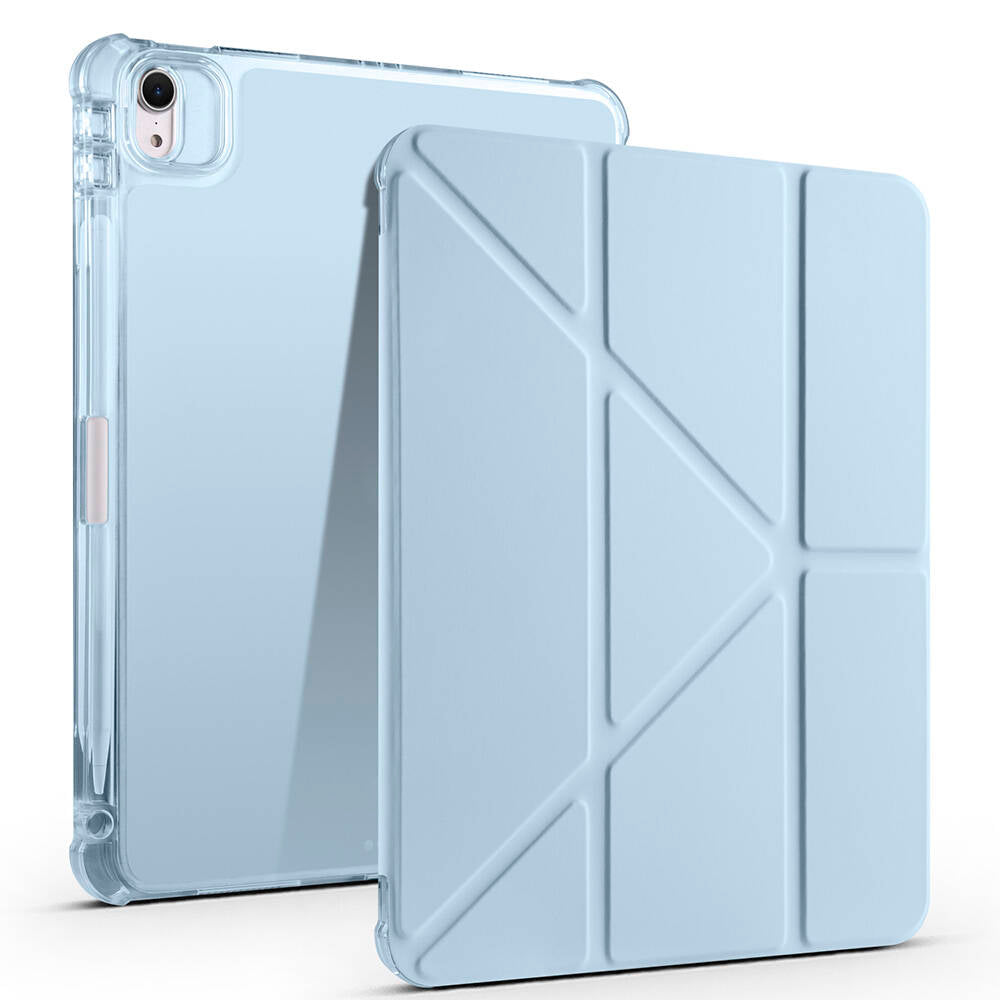 Apple iPad Air 11 2024 Case Zore Tri Folding Stand Case with Pencil Compartment Blue