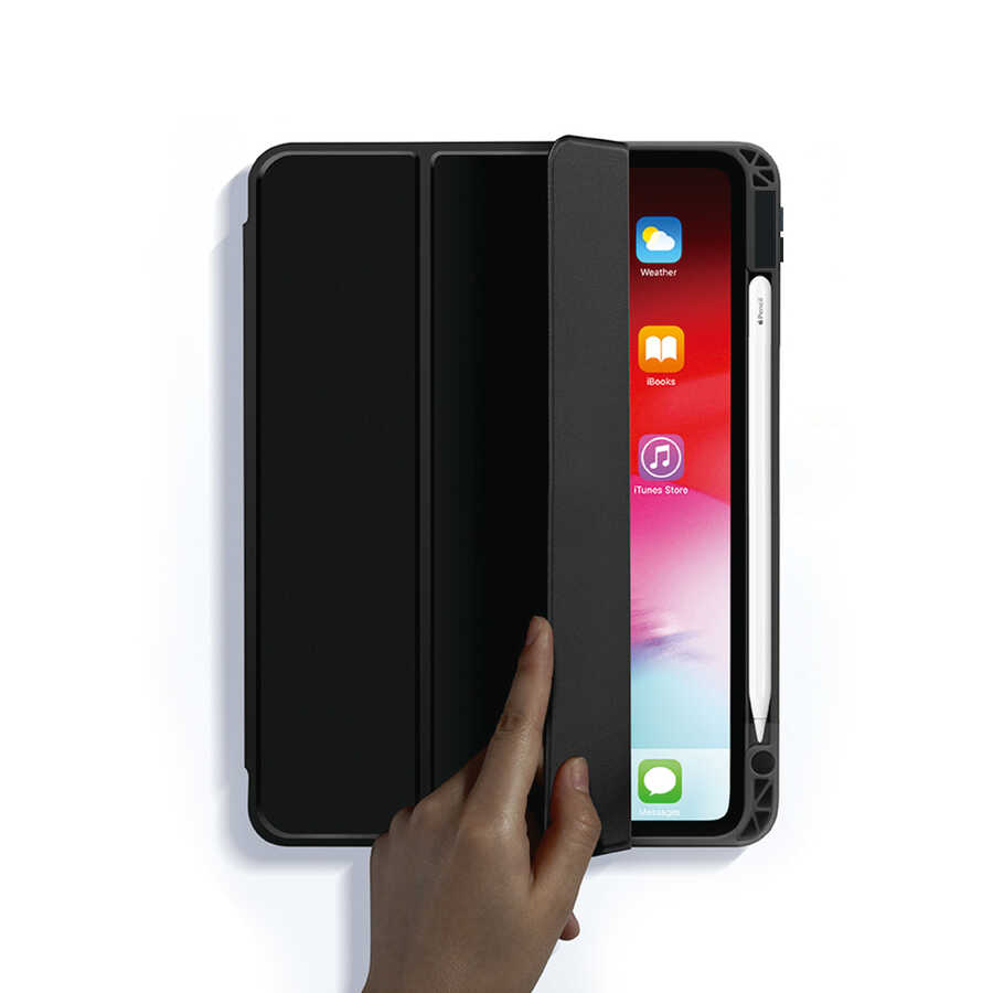 Apple iPad Air 11 2025 M3 Case Zore Nort Transparent Back Stand Case Black