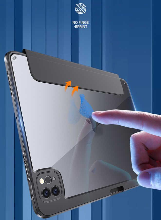 Apple iPad Air 11 2025 M3 Case Zore Nort Transparent Back Stand Case Black