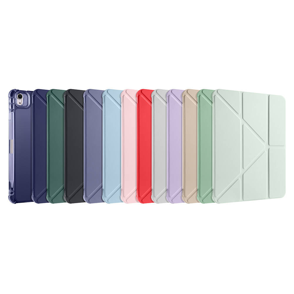 Apple iPad Air 11 2025 M3 Kılıf Zore Tri Folding Kalem Bölmeli Standlı Kılıf Gri