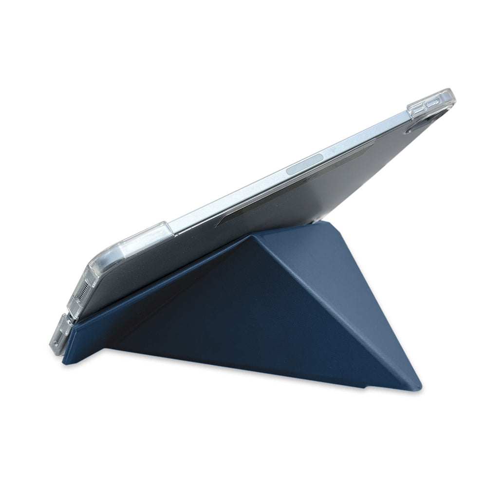 Apple iPad Air 11 2025 M3 Raptic Clear Folio Airbagli Şeffaf Kapaklı Katlanabilir Standlı Kılıf Lacivert