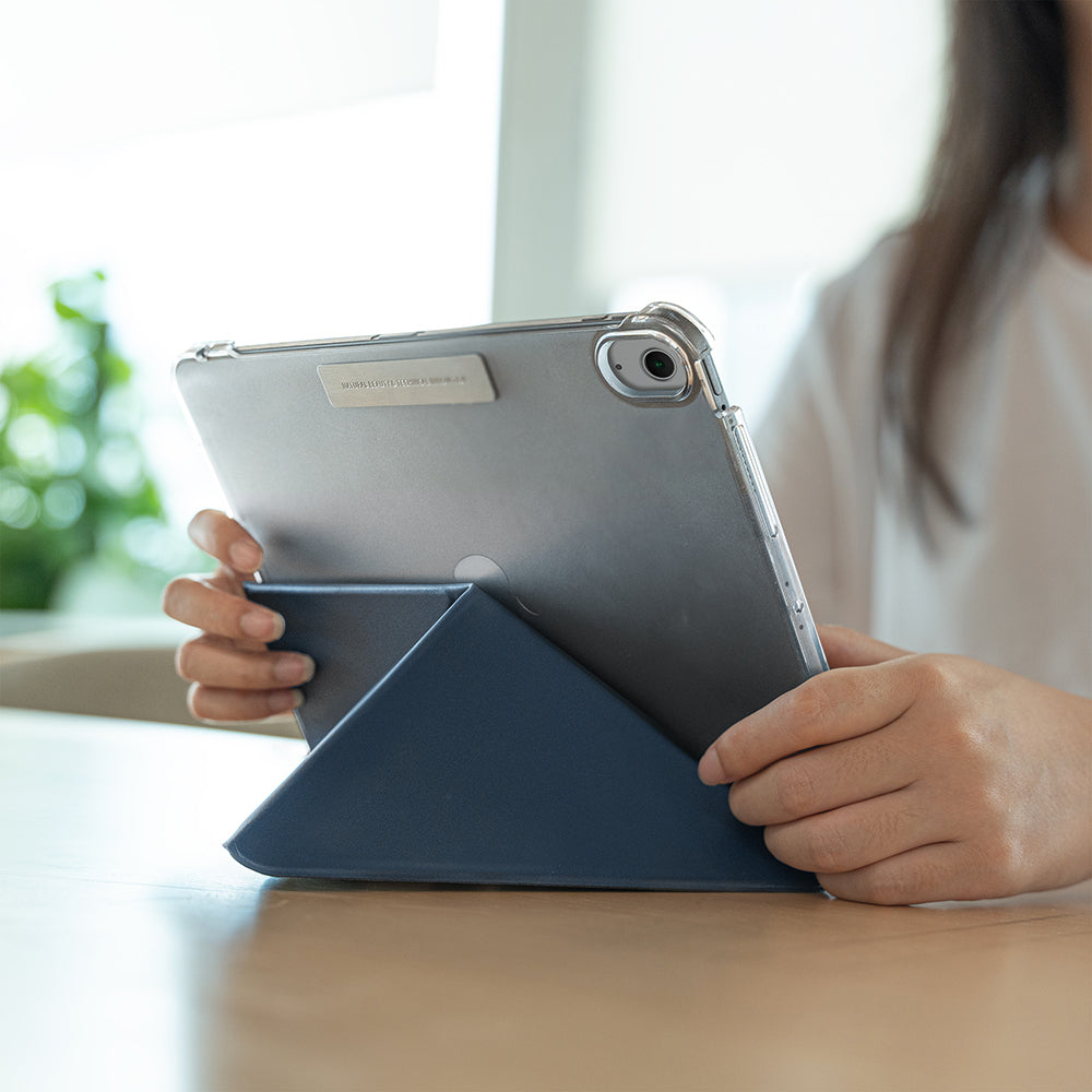 Apple iPad Air 11 2025 M3 Raptic Clear Folio Airbag Transparent Cover Foldable Stand Case Navy Blue