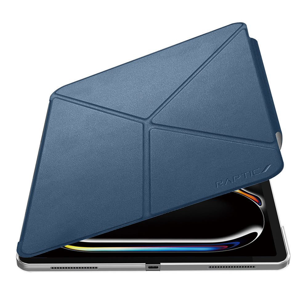 Apple iPad Air 11 2025 M3 Raptic Clear Folio Airbagli Şeffaf Kapaklı Katlanabilir Standlı Kılıf Lacivert