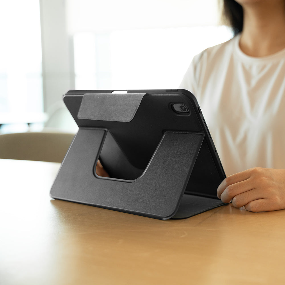 Apple iPad Air 11 2025 M3 Raptic Spin Detachable Folio PU Ayrılabilir Kalem Bölmeli Standlı Kılıf Siyah