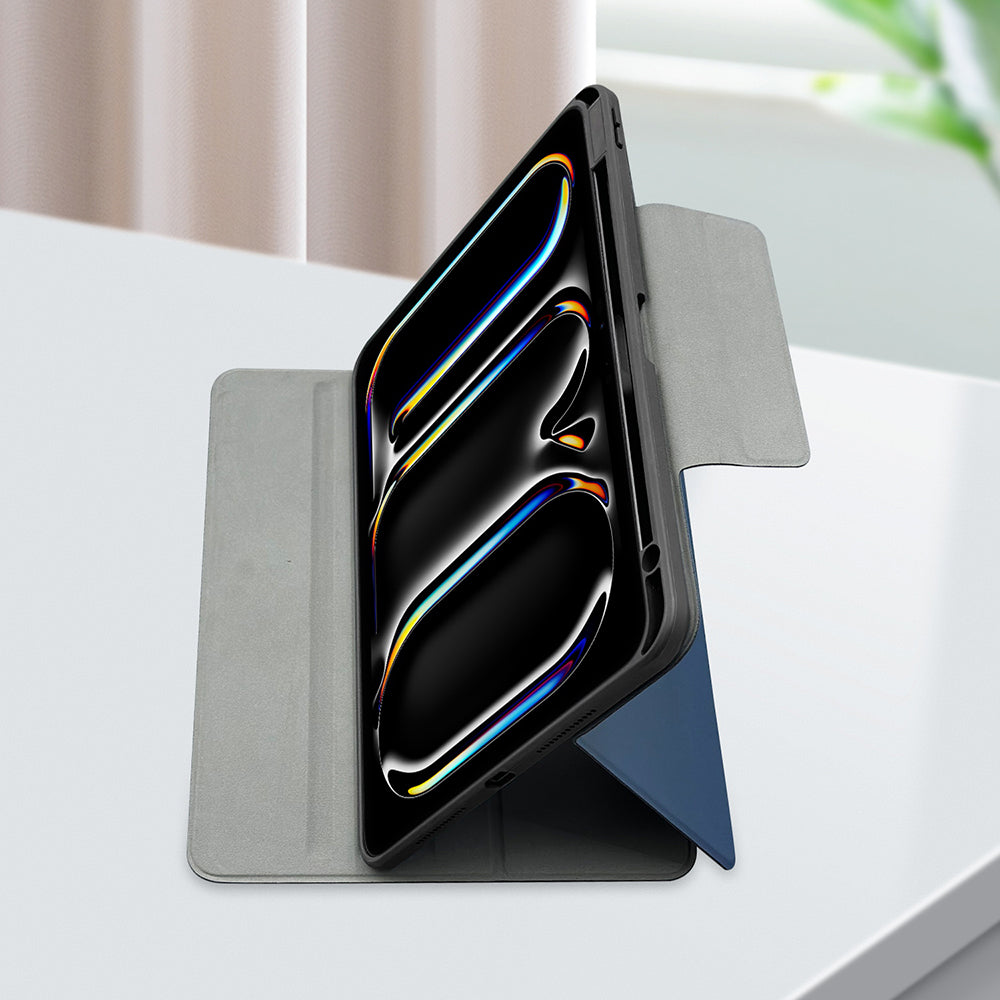 Apple iPad Air 11 2025 M3 Raptic Spin Detachable Folio PU Case with Detachable Pencil Compartment and Stand Navy Blue