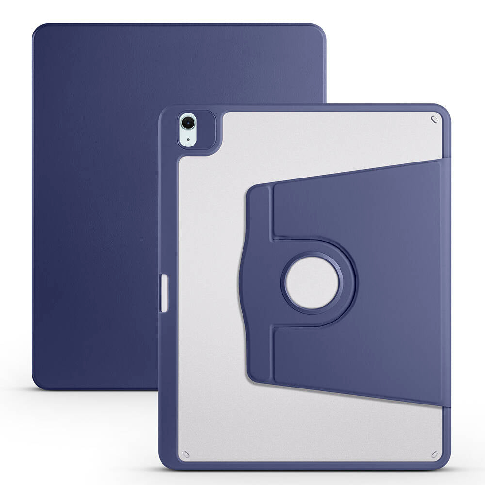 Apple iPad Air 13 2024 Case Zore Thermal Pen Compartment Rotating Stand Case Navy Blue
