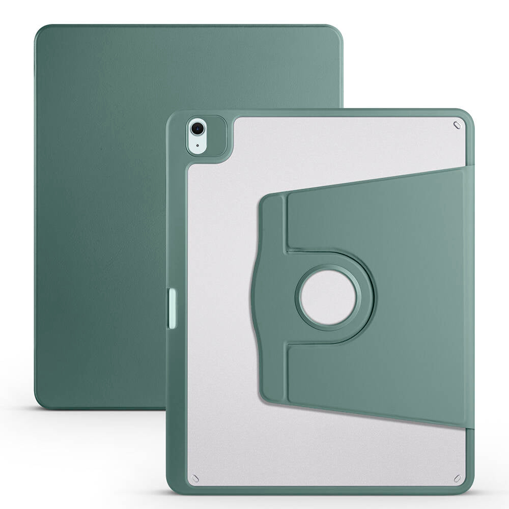 Apple iPad Air 13 2024 Case Zore Thermal Pen Compartment Rotating Stand Case Dark Green