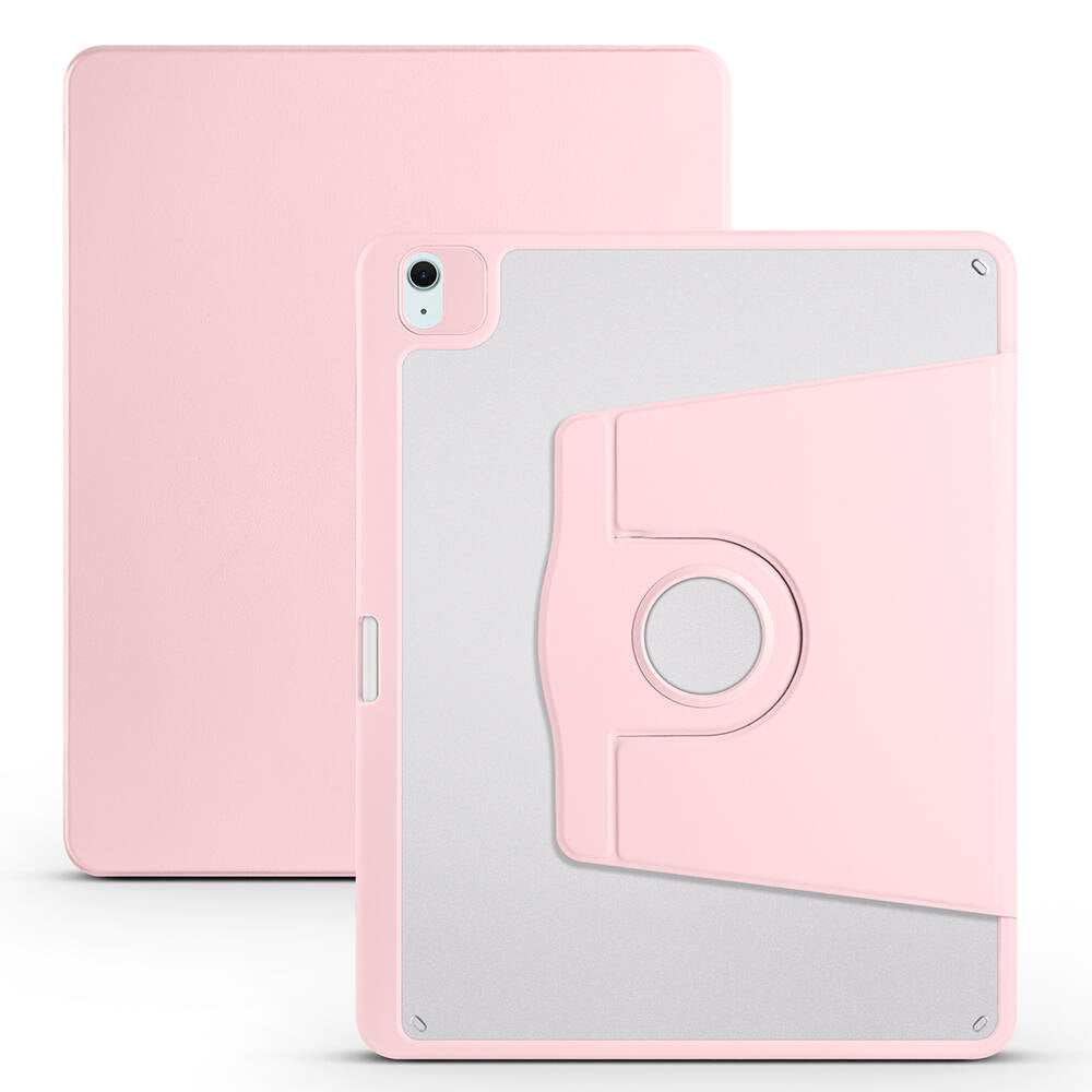 Apple iPad Air 13 2024 Case Zore Thermal Pen Compartment Rotating Stand Case Pink