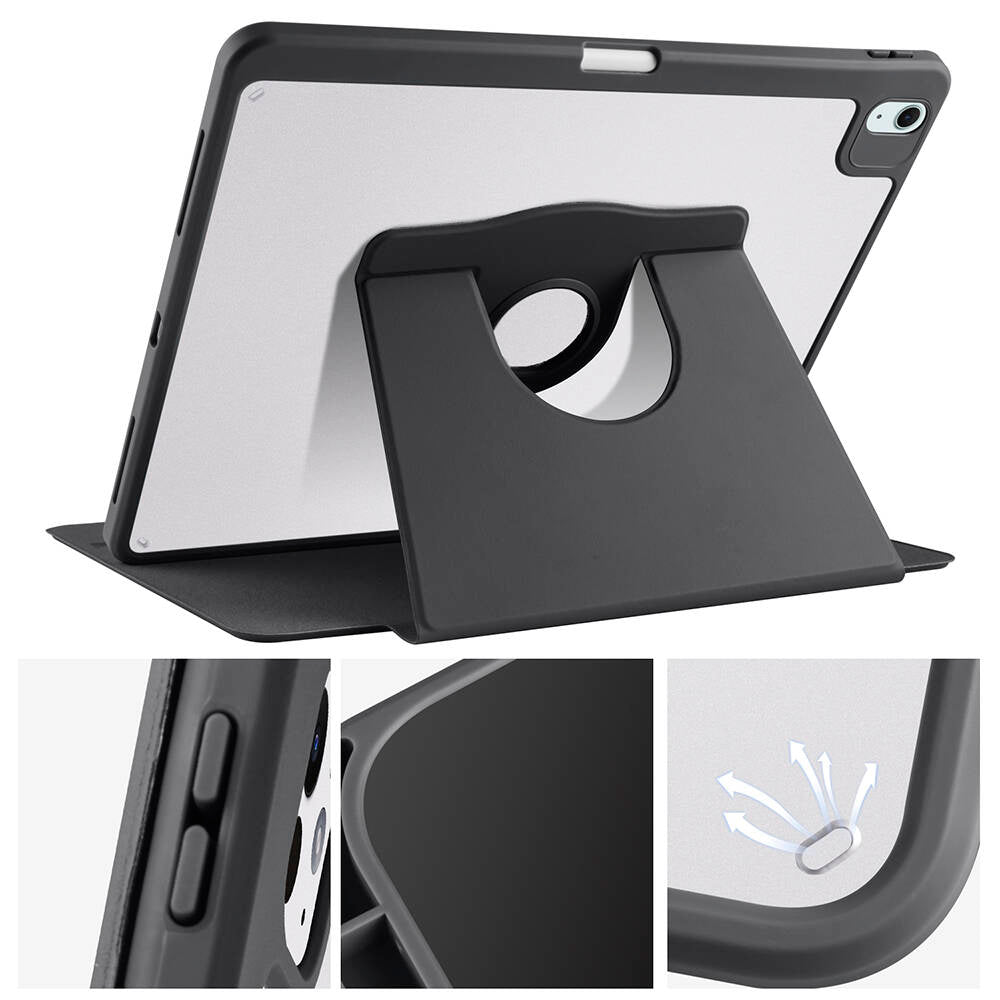 Apple iPad Air 13 2024 Case Zore Thermal Pen Compartment Rotating Stand Case Light Green