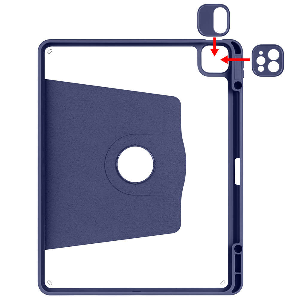 Apple iPad Air 13 2024 Case Zore Thermal Pen Compartment Rotating Stand Case Black